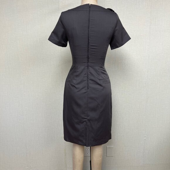 NWT Deadstock 2000s Designer Suzabelle Retro Gray Pencil Dress - Picture 5 of 6